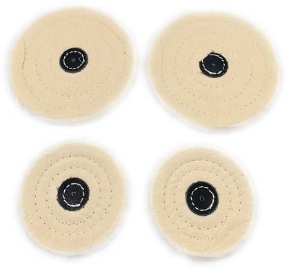 Ceznek Polishing White Muslin Cloth Buff 4”x50 & 6"x50 Folds Stitched Buffing Wheel Glass Polisher