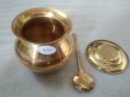 SKYTAIL Bronze Pot with Lid and Laddle Pot 10 cm diameter 1.5 L capacity with Lid