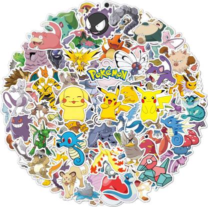 Rousrie 4.318 cm Pokemon Cool Laptop Stickers Self Adhesive Sticker