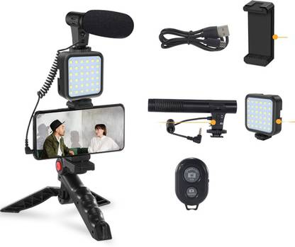ENMORA 24 _tiopod kit for Live streaming Youtube video kit with mic, Flash and mobile mount. Tripod Kit