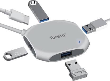 Toreto 4 Port USB 3.0 Hub Super Speed Portable Mini Hub With All Type-C Laptops TOR-755 TOR USB Hub