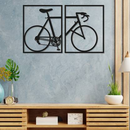 Painting Mantra Cycle Design MDF Wall Plaque 2 Framed Panel Painted Cutout Ready to Hang Plaque for Home Wall Décor, Wall Art,Decorative MDF Plaque for Home & Wall Decoration (Size - 12 X 20 Inches) Pack of 2