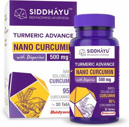 Siddhayu Turmeric Advance Nano Curcumin | Antioxidant | Pain Relief & Joint Support | 30 Tablets