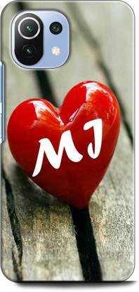 INDICRAFT Back Cover for Mi 11 Lite M J, M LOVES J, NAME, LETTER, ALPHABET, JM LOVE, HART, BLUE