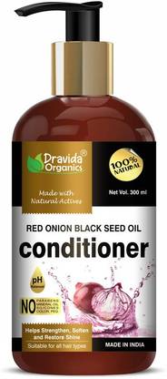Dravida Organics Onion Conditioner with Red Onion Seed Oil Extract, Black Seed Oil & Pro-Vitamin B5 for Men and Women