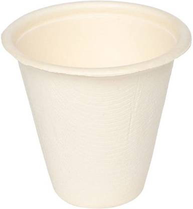 DEERA Pack of 25 Paper Eco-Friendly Disposable Bagasse Drinking Water Cups 175ml for Parties, Catering