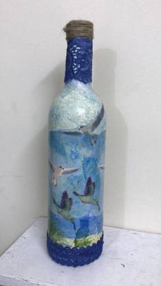 Raksha Creations Wine Bottle Painted Decorative Bottle