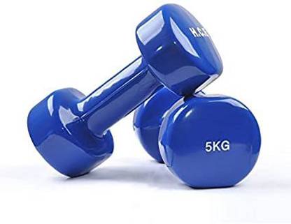 BK Vinyl Dumbbells 5KG X2 Total Weight 10kg Pack of Two for Exercise Fitness Fixed Weight Dumbbell
