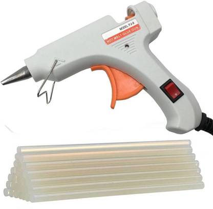 FADMAN WHITE MINI 20 WATT HOT MELT GLUE GUN AND ON OFF SWITCH AND INDICATOR WITH ONLY 15 STICKS Standard Temperature Corded Glue Gun