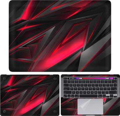 dzazner Fullbody 4 in 1 Precision Cut Laptop Skin Wrap (Top, Bottom, Around Keyboard, Trackpad Protector) Decal Vinyl Sticker Compatible Only for MacBook Pro 13 Inch Model A2338 - Megenta Black 3D Abstract Self Adhesive Vinyl Laptop Skin Compatible for 13 inch
