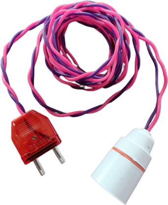 skreal Light Holder and 2pin Pulg Flexible 2 meter wire ( Pack of 1) Plastic, Copper Light Socket