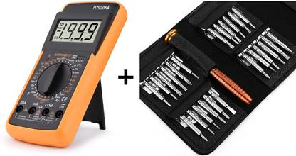 SG Flash Professional Multimeter With 25 IN 1 MULTIPURPOSE TOOL KIT AC DC Voltage Current Resistance Capacitance HFE Diode Tester Multimeter Professional With Bazzer (9205) Digital Multimeter