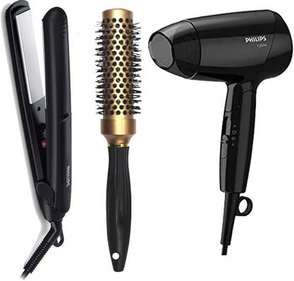 PHILIPS BHC010 Hair Dryer-1200W & HP8303 Hair Straightener With Premium Hot Curl Brush Personal Care Personal Care Appliance Combo