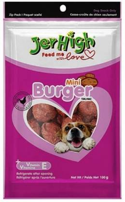 jerhigh Mini Burger Dog Treats with Vitamin E 100g Pack of 3 Chicken Dog Treat