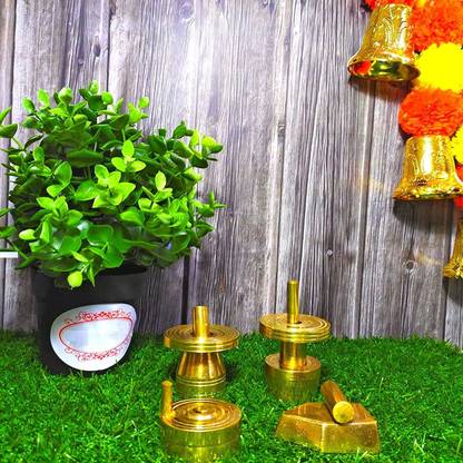 damurhu Pure Brass Gowramma Set- Gowri Pooja Set- Miniature Gowri Set for Pooja (Brass) Brass