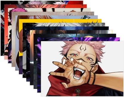 Pack of 12 Jujutsu Kaisen Poster Photo Set | Anime Poster | HD+ Photos (Size - A3) Photographic Paper