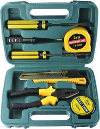 Dotcom 7pcs Basic Tool Kit, Home Tool Kit for Women Men Students,Tool Box with Tools Included,Small Tool Kit for DIY,Household Repair,College Dorm Essentials Standard Screwdriver Set