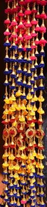 ONRR jhalar multi-coloured fummar wall hanging pack of 10 hangings 4 ft long Decorative Showpiece  -  90 cm