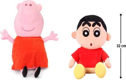 tgr peppa pig & shinchan soft toy combo for kids  - 32 cm
