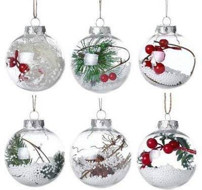 prisma collection Clear Glass Balls Christmas Tree Ornaments Xmas Tree hangings Christmas Tree Decoration Ornaments Hanging Ornaments Pack of 6