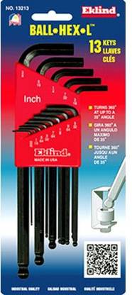 EKLIND TOOL WORLD 13213 LONG BALL POINT ALLENKEY SET INCH 13PCS ALLEN KEY SET 0.050 TO 3/8" HEAVY DUTY Allen Key Set