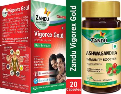 ZANDU Vigorex Gold 20caps and Ashwagandha 60Caps (Pack of 2)
