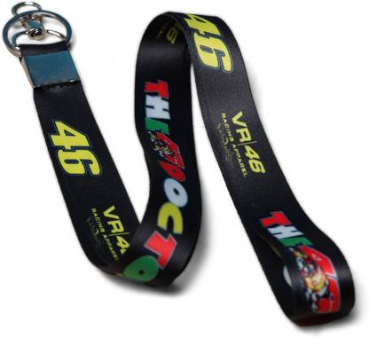 RINKON VR46 Keychain For Men Boys Moto Gp Racing Vr46 Bikers Keychains Rossi Fans Club Lanyard Stylish Sports Doctor Valentino Rossi Rope Fabric ID Tag Fashion Premium Quality Hook locking Key Chain