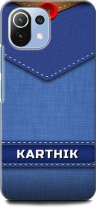 WallCraft Back Cover for Xiaomi 11Lite NE KARTHIK NAME, K LETTER, BLUE, JEANS, ALPHABET, DESIGN