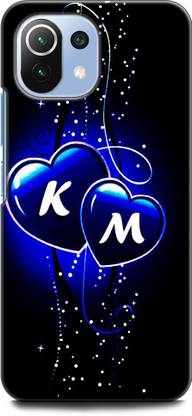 WallCraft Back Cover for Xiaomi 11Lite NE K M, K LOVES M, NAME, LETTER, ALPHABET, KM LOVE, HART, BLUE