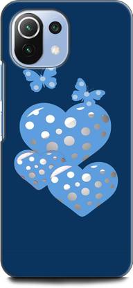 WallCraft Back Cover for Xiaomi 11Lite NE BUTTERFLY, HEART, LOVE, BLUE