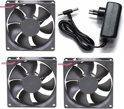 INDOUS DC FAN 3 Cabinet Fan - 80X80X25MM (12 VOLT) Cooler with 12v/2 AMP Universal Adaptor SMPS For W1209 ,Cctv,Setop Box And Battry Cooler Cooling Fan All in one Cooler