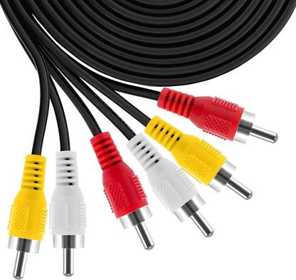 Tech-X RCA Audio Video Cable 5 m 3 RCA TO 3 RCA Cable (16 FT) - 3RCA AV RCA Composite Video + 2RCA Stereo Audio M/M Male to Male RCA Audio Video Connector Plug Jack Wire Cord 3-Male to 3-Male Yellow/White/Red Connectors-5M