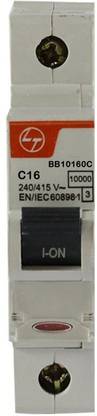 L&T 16A Single Pole 10KA C Curve Miniature Circuit Breaker ISI Mark MCB (Brown)- Pack of 1 BB10160C MCB