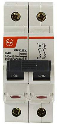 L&T 40A Double Pole 10KA C Curve DC MCB 500V, BJ2040DC BJ2040DC MCB