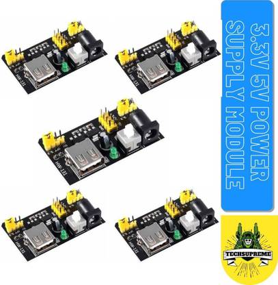 TechSupreme 3.3V 5V Power Supply Module for MB102 Prototype Breadboard DC 6.5-12V or USB Power Supply Module Pack Of 5 Power Supply Electronic Hobby Kit