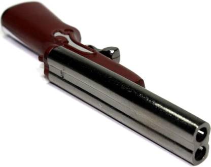 adorrobella Stylish Double Barrel Shotgun Refillable Butane Lighter Dual Flames Gun Design Steel Gas Lighter