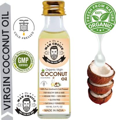 THE MAN CHOICE ONLY FOR REAL MAN Coconut oil acts as an antioxidant. It protects skin cells from us light, pollution and the negative effects of smoke and other free radicals. It anti-fungal, anti-viral and anti-bacterial properties make it an excellent oil for baby massage. 100 % Pure Organic Virgin Coconut Oil (Cold Pressed) Extra Virgin Coconut Oil for Hair, Body, Skin Care, Massage Hair Oil in Glass Bottle. PACK OF 1 Hair Oil