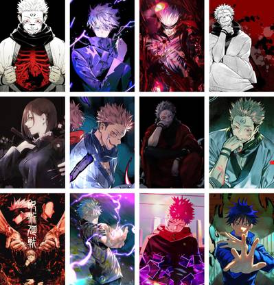 Pack of 12 Jujutsu Kaisen Poster Photo Set | Anime Poster | HD+ Photos ( Size - A4) Photographic Paper