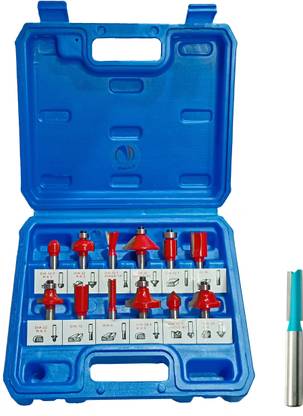 Mass Pro 13Pcs Premium Quality Router Bit 8mm Router/Trimmer Bit Set With Plastic Case For Wood Working 1+12Pcs Router Bit Set 8mm Rotary Tool