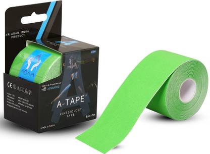 Agam A-Tape Muscle Injury Recovering Breathable Athletic Sports Kinesiology (5 m X 5 cm) Green Kinesiology Tape
