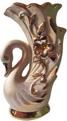 Classic Porcelain Flower Pot Valuable Decorative Cute Dynasty swan Printed Flower Vase with golden silver colour, AWESOME LOOK Flower Vase for Living Room/Office Table/Home Decorative / Dining Room Without Flowers (Standard Size/Pack of 1) Porcelain (8 inch,Golden). Porcelain Vase