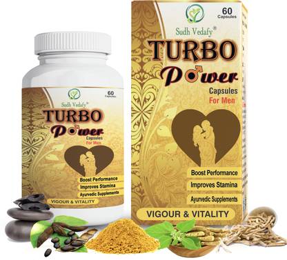 Sudh Vedafy Turbo Power Capsules, Ayurvedic Stamina Booster Enriched With Swarna Bhasma, Ashwagandha, Safed Musli, Shilajeet & 11 Other Powerful Herbs Extract For Men (60 Capsules)