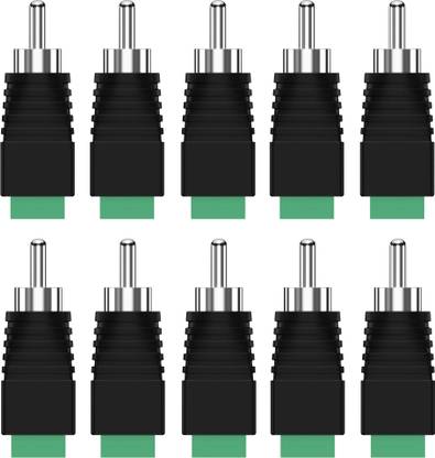Tech-X RCA Audio Video Cable 0.01 m RCA Plugs for Speaker Wire, RCA to AV Screw Terminal Connector, Phono RCA Male Plug Solderless Converter Audio/Video Speaker Wire Connectors Solderless Adapter Pack Of 10