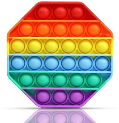 Ashmi Multicolor Pop it Bubble Rainbow Octagone Hexagon Shape Fidget Sensory Stress Relief Toy Silicone Pressure Relieving Toys Poppit Silicone Gadgets Push Pop Bubble for Kids Boys Girls Children Adults
