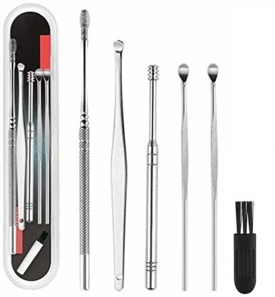 Gugzy Ear Pick Curette Safety Earwax Removal Kit with Storage Box | Ear wax pickers stainless steel Spiral ear picks wax removal curettage remover cleaner ear care tool kit Ear pick