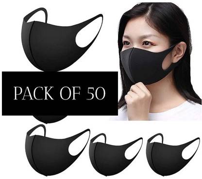 arqan Ultra Comfortable Washable and Reusable Face Mask, UV Protection and Antibacterial, Stretchable Material, Allergy Free Reusable & Washable Fabrics Breathable and Comfort.(Pack of 50) Cloth Mask