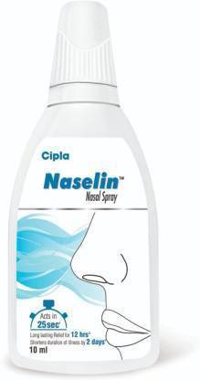 Cipla Naselin Nasal Spray | Relief from Nasal Congestion | Decongestants for a Blocked Nose | Restores moisture | (10 ML * 4 Pack) Manual Nasal Aspirator