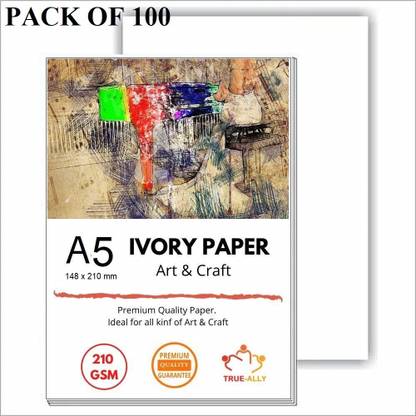 True-Ally A5 Ivory Sheets - 210 GSM, | Sketching and Drawing Paper | Size - 8.5 inches x 5.8inches x 0.1 inch (A5-100 Sheets) Unruled A5 210 gsm Drawing Paper