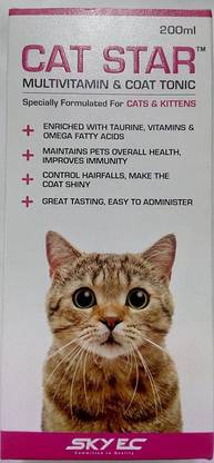 skyec Cat Star Multivitamin & Coat Tonic 200 ml (Pack of 2) Pet Health Supplements