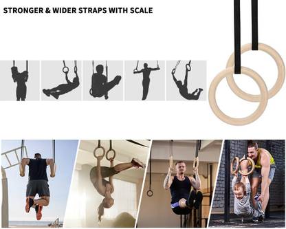 YIXTY Gymnastics Rings, Roman Ring 100-120 kg Capacity with 14.5ft Adjustable Buckle Straps for Cross Fitness Functional Training for Home Gym Full Body Workout Pilates Ring